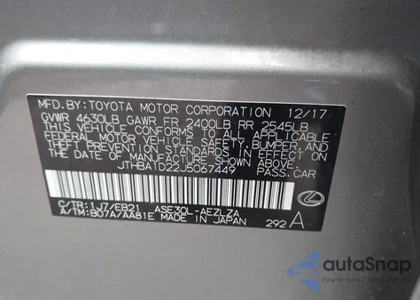 2018 Lexus Is 300 z USA, uszkodzony, nr VIN JTHBA1D22J5067449